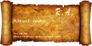 Rákosi Andor névjegykártya